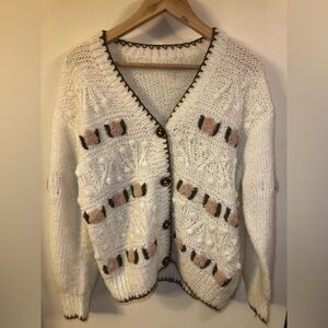 White Crochet Embroidered Cardigan